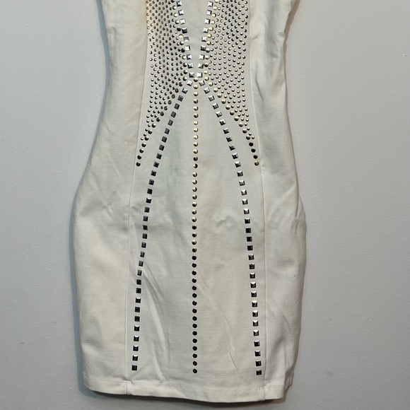 BEBE Addiction white studded bodycon dress XS - Picture 4 of 7